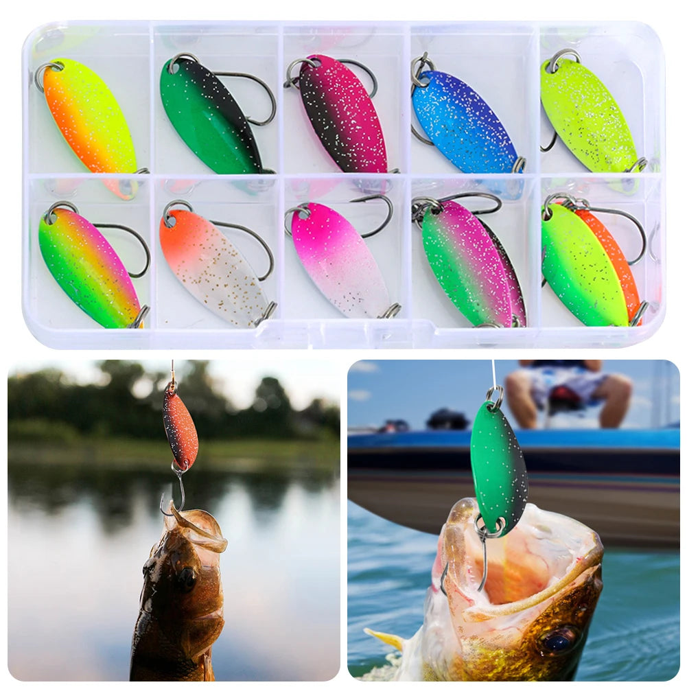 12Pcs Realistic Trout Bait with Single Hook Artificial Trout Spinner Lure Spinner Spoon Fake Trout Bait for Freshwater Saltwater