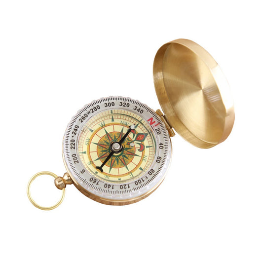 Mini Portable Camping Hiking Pocket Brass Golden Compass Portable Compass Navigation for Outdoor Activities Retro Flip Compasses
