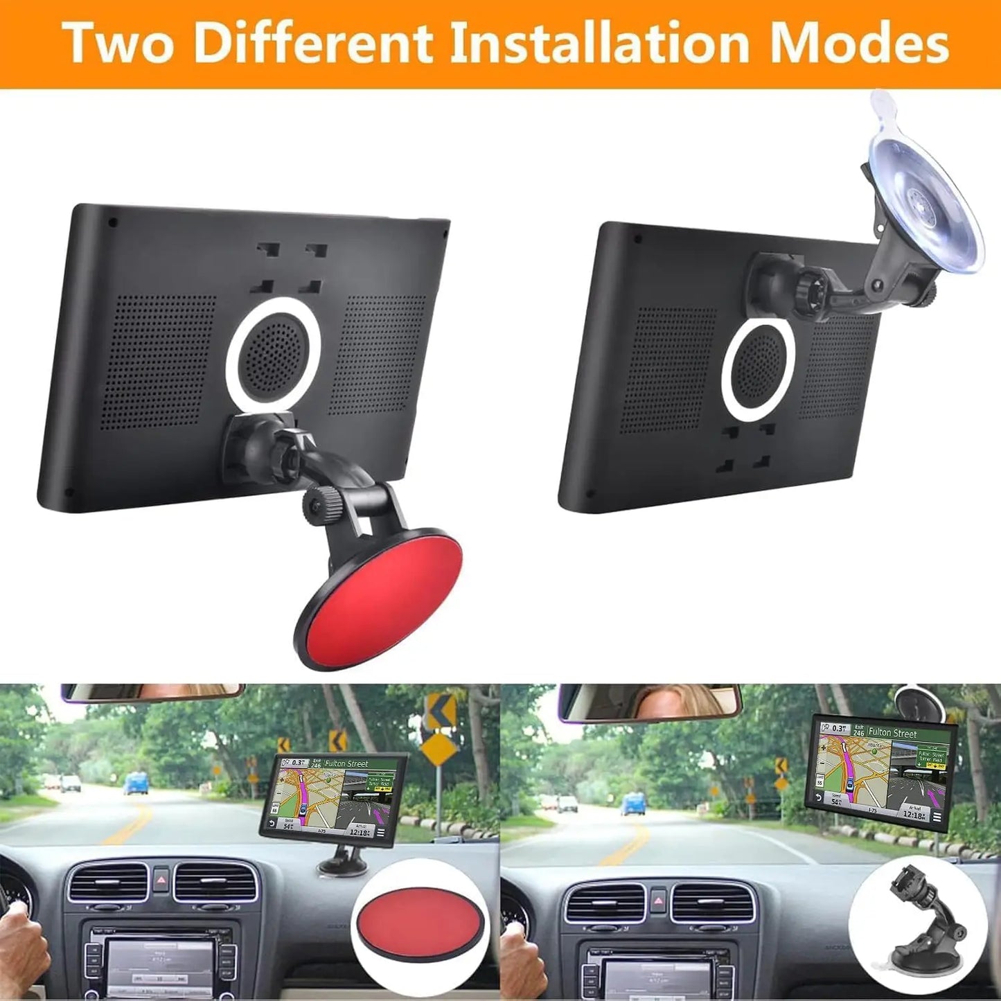 9' Trucker GPS for Car Truck RV - Real Voice Turn-by-Turn Navigation with Speed & Red Light Warning, 2025 Map