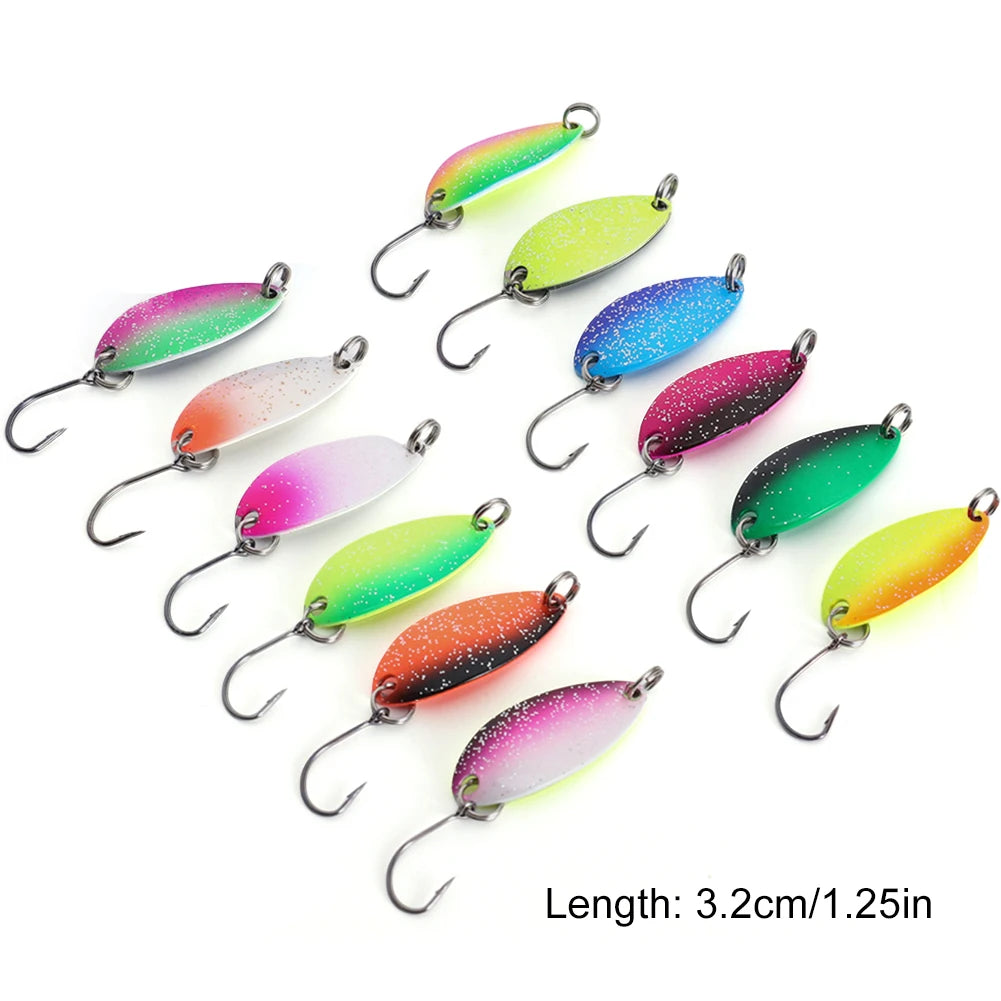 12Pcs Realistic Trout Bait with Single Hook Artificial Trout Spinner Lure Spinner Spoon Fake Trout Bait for Freshwater Saltwater