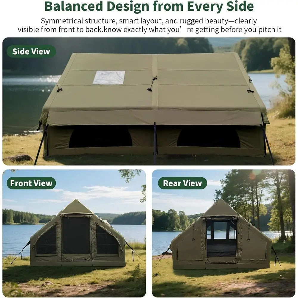 All-Season Dual Door Luxury Tent with Built-in Stove Jack, Wind & Rain Resistant, Breathable & Durable Fabric, Quick Setup, Mosq