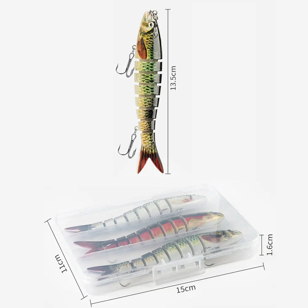 3Pcs Sinking Wobblers Fishing Lures Multi Jointed Swimbait Artificial Bait 135mm/20g Crankbait for Pike Bass Trout