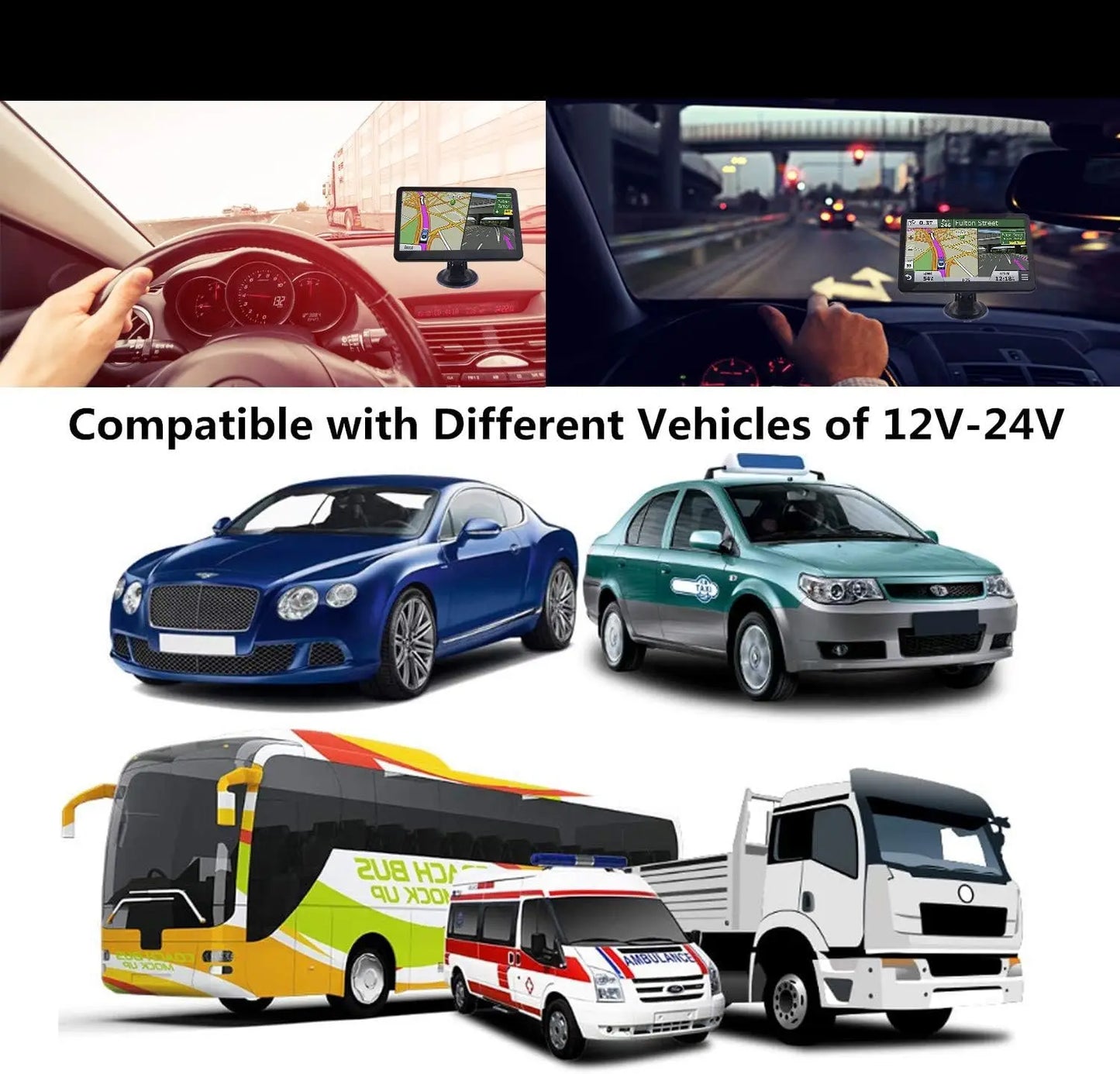 9' Trucker GPS for Car Truck RV - Real Voice Turn-by-Turn Navigation with Speed & Red Light Warning, 2025 Map